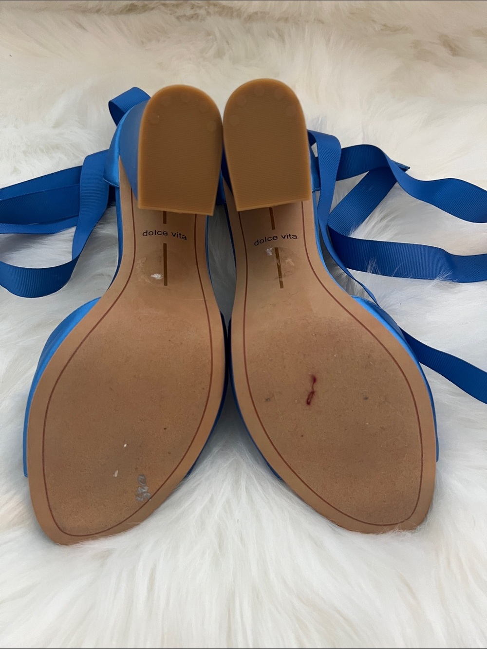 Dolce Vita Royal Blue Satin Ankle-Tie Heels - Picture 3 of 3